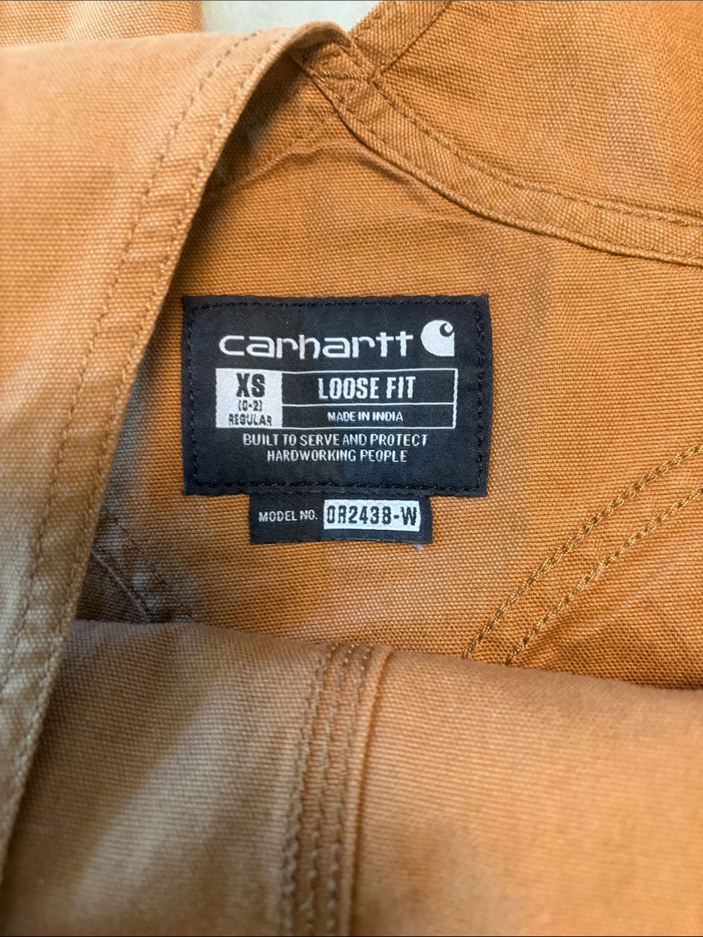 Carhartt Tan Duck Canvas Bib Overalls with Pocket Patch - Picture 4 of 4